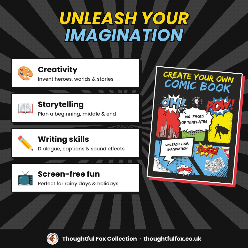 Builds creativity, storytelling and writing skills, screen-free