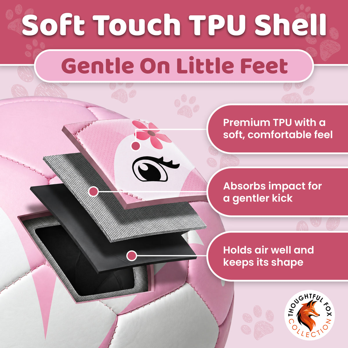 Fox kids football showing its layered soft-touch TPU construction