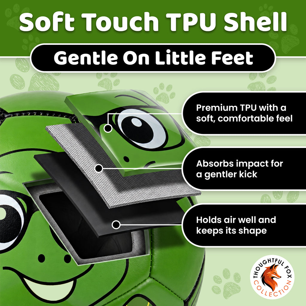 Turtle kids football showing its soft-touch TPU layers, gentle on little feet