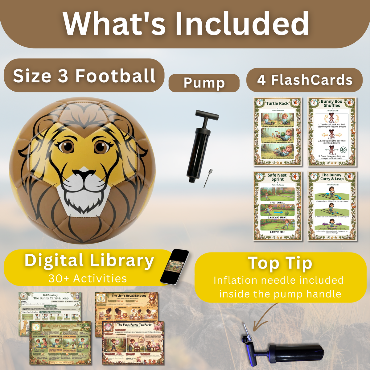 Lion Football – Size 3 | Premium TPU Kids Ball | Thoughtful Fox