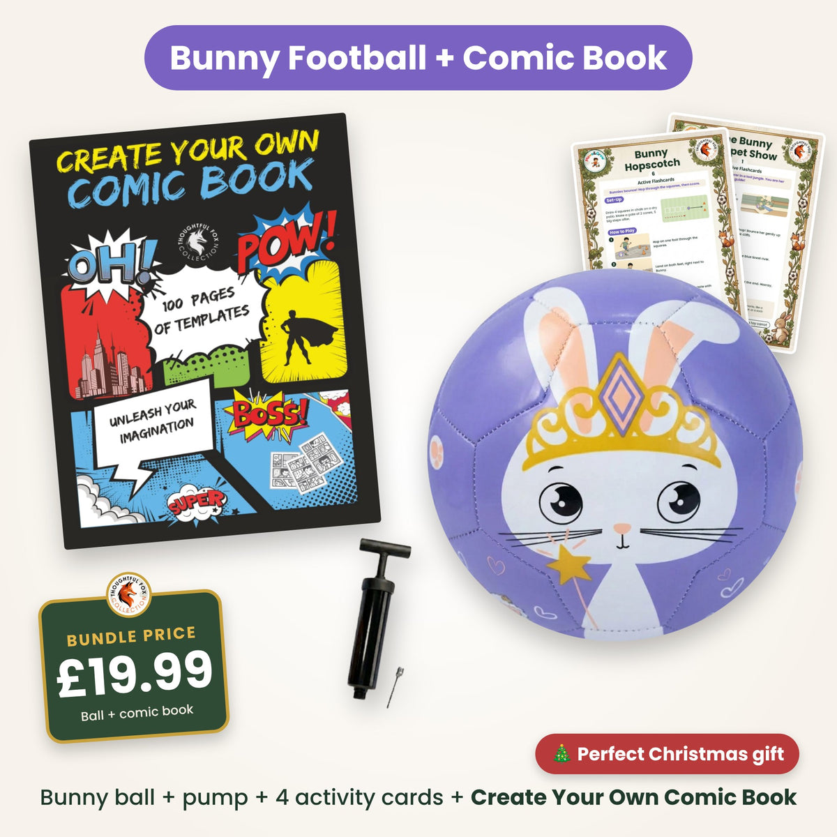Bunny football and Create Your Own Comic Book bundle, £19.99