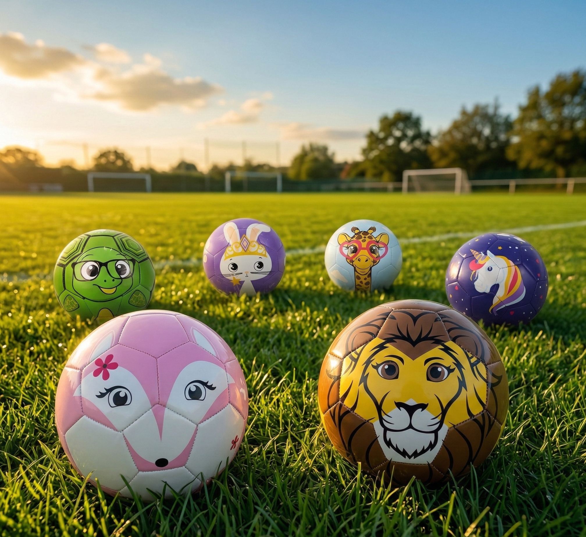 Thoughtful Fox Set of 4 Size 3 TPU Footballs (Fox, Turtle, Lion, Bunny)