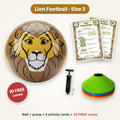 Lion football with pump, activity cards and 10 FREE training cones