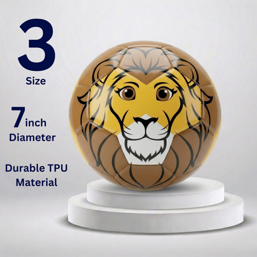 Thoughtful Fox Size 3 Kids TPU Football - Brave Lion Soft Touch Ball with 20+ Activities & Hand Pump
