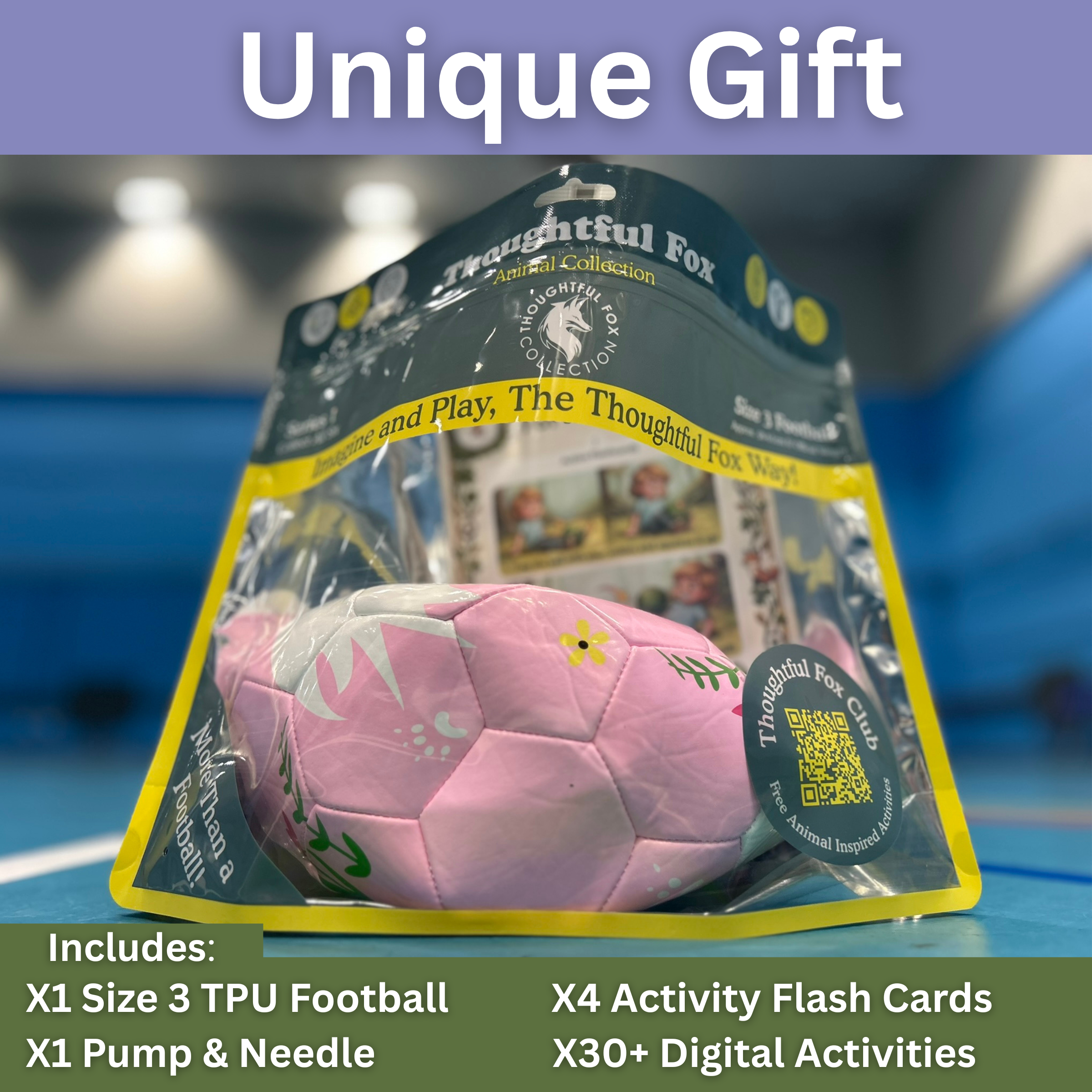 Thoughtful Fox Pink TPU Football Size 3 - Pump, 4 Cards & 28 Online Games