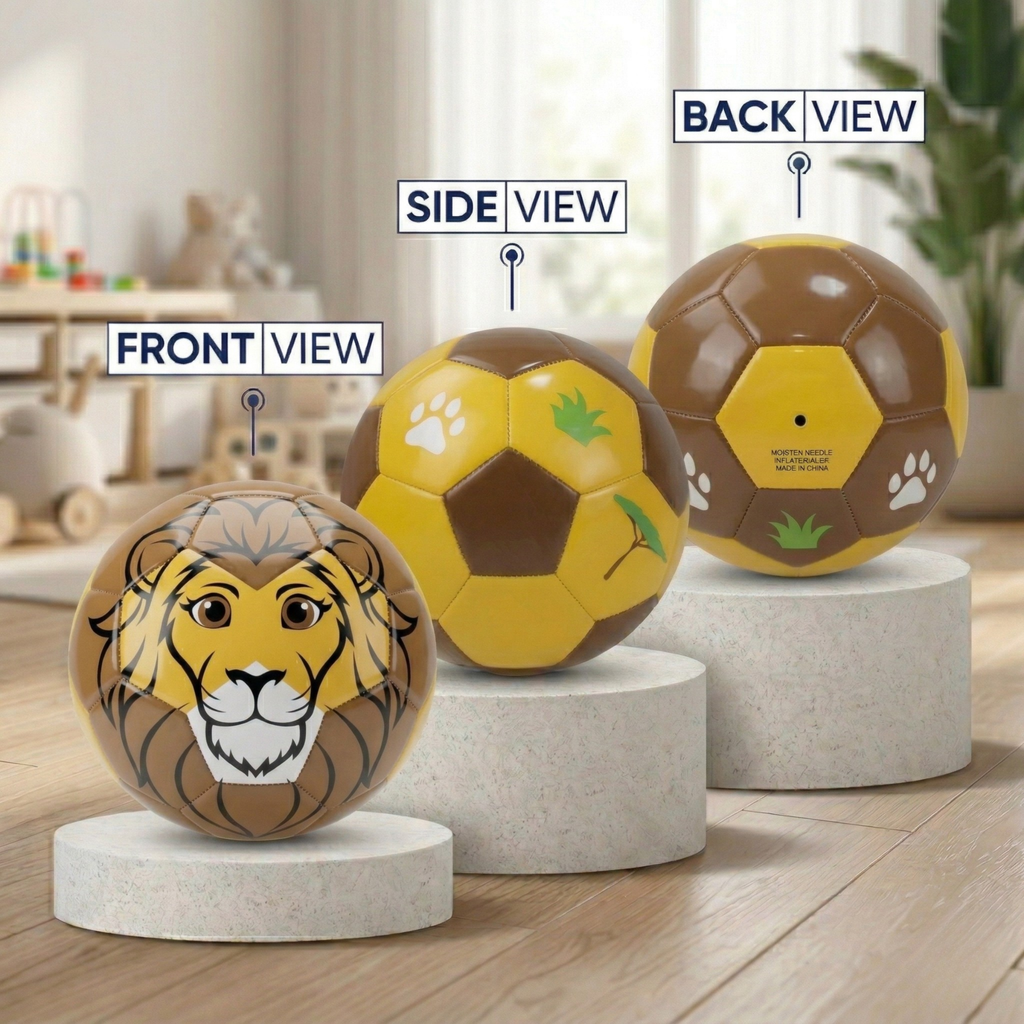 Thoughtful Fox Size 3 Kids TPU Football - Brave Lion Soft Touch Ball with 20+ Activities & Hand Pump