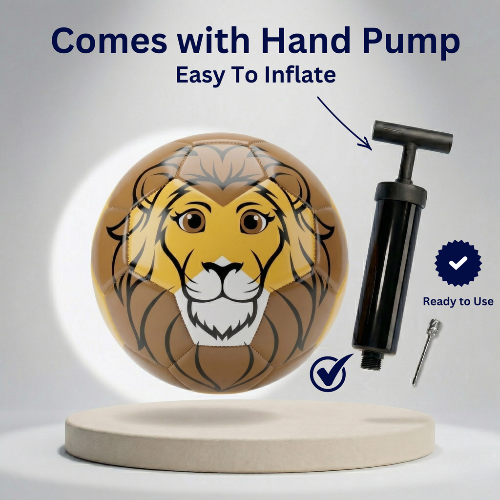 Thoughtful Fox Size 3 Kids TPU Football - Brave Lion Soft Touch Ball with 20+ Activities & Hand Pump
