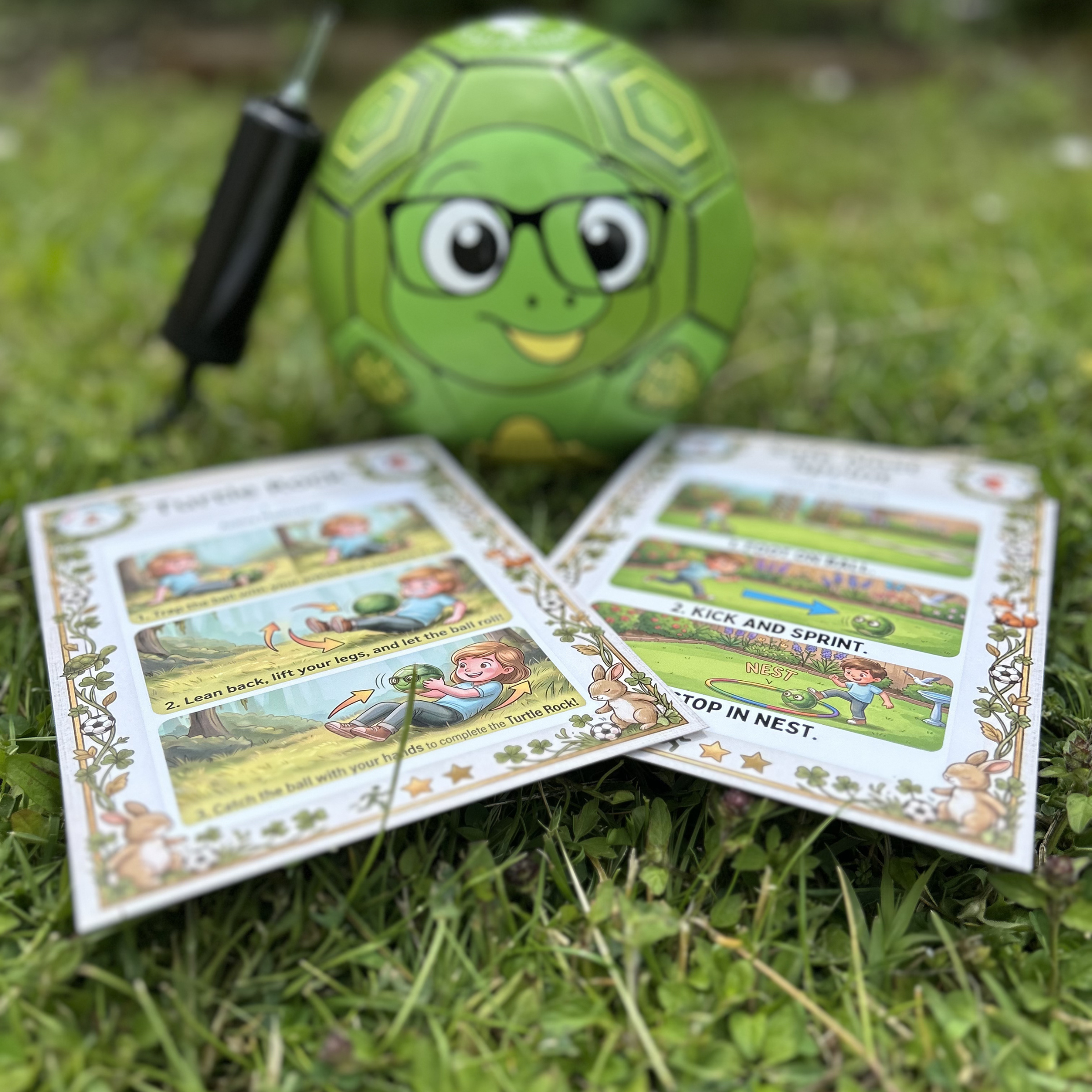 Thoughtful Fox Green Turtle TPU Football Size 3 - Pump, 4 Cards & 28 Online Games