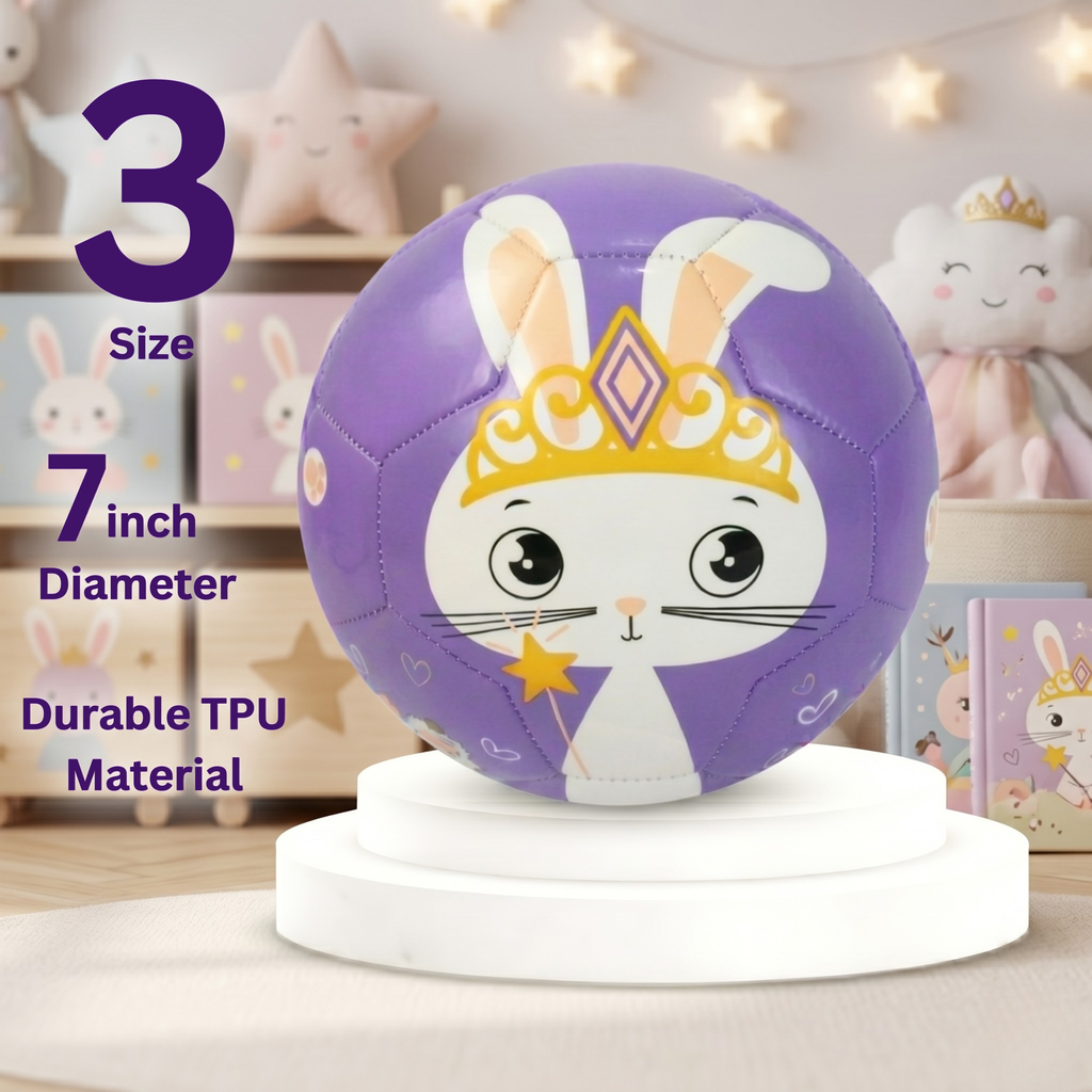 Thoughtful Fox Size 3 Kids TPU Football - Purple Bunny Princess Soft Touch Ball with 20+ Activities & Hand Pump