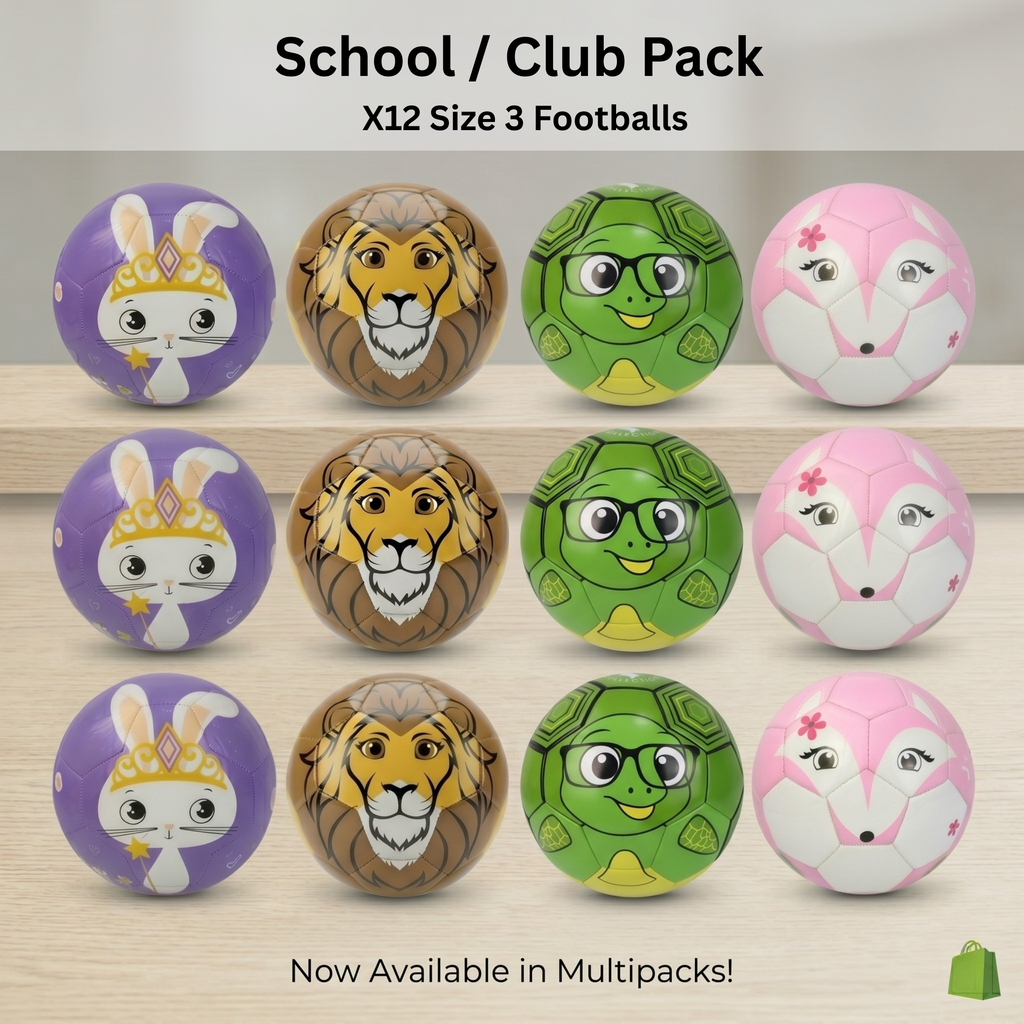 Thoughtful Fox TPU Footballs Set of 12 - With Ball Bag & Hand Pump 3 of each Character