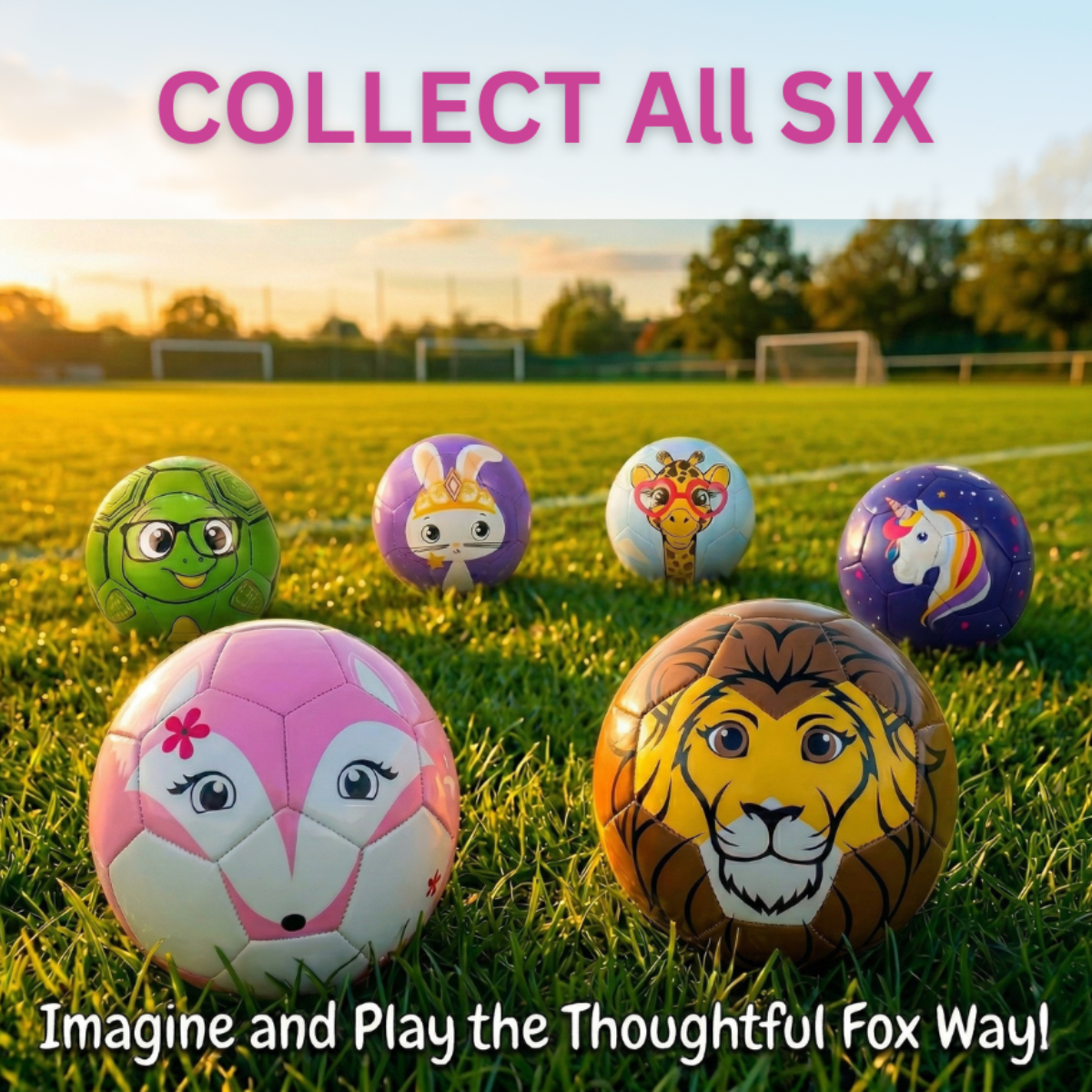 Thoughtful Fox Size 3 Kids Pink TPU Football- Fox Character Soft Touch Ball with 20+ Activities & Hand Pump