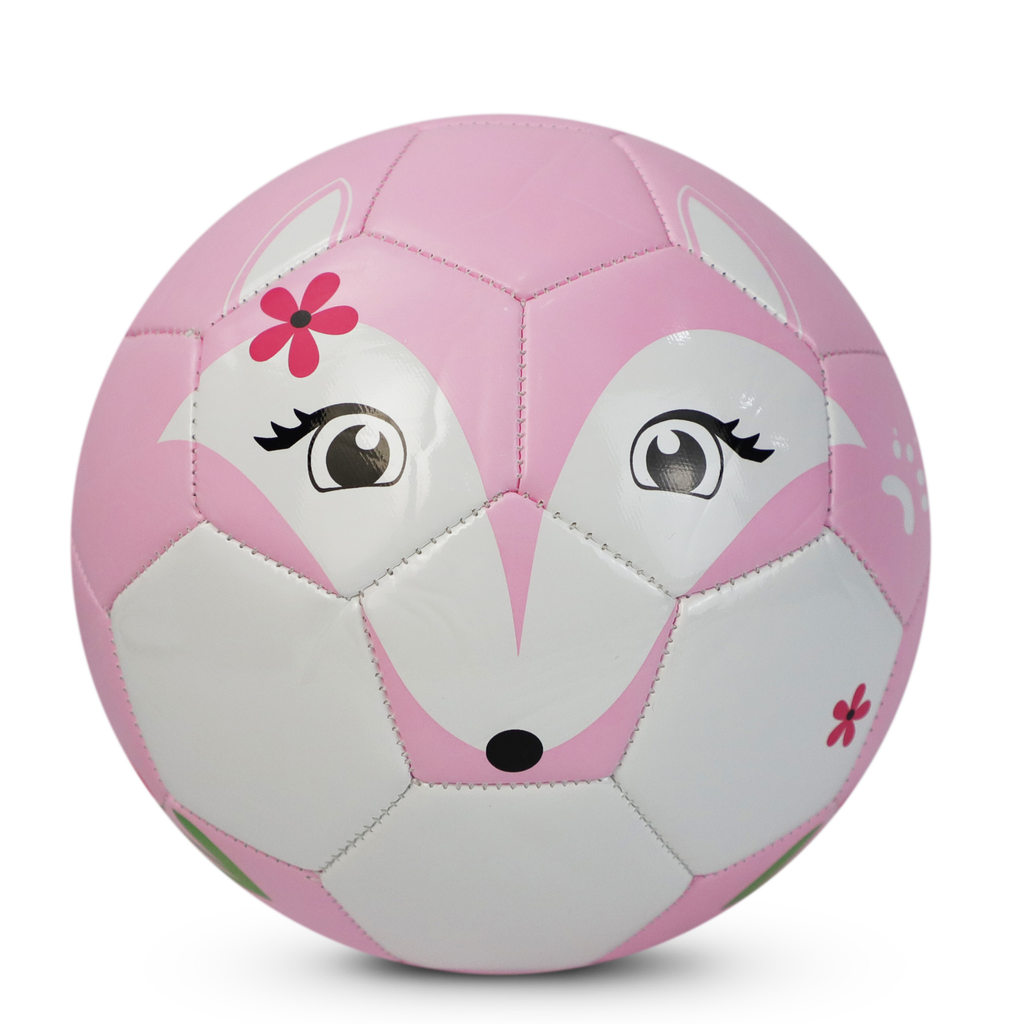 Thoughtful Fox Size 3 Kids Pink TPU Football- Fox Character Soft Touch Ball with 20+ Activities & Hand Pump