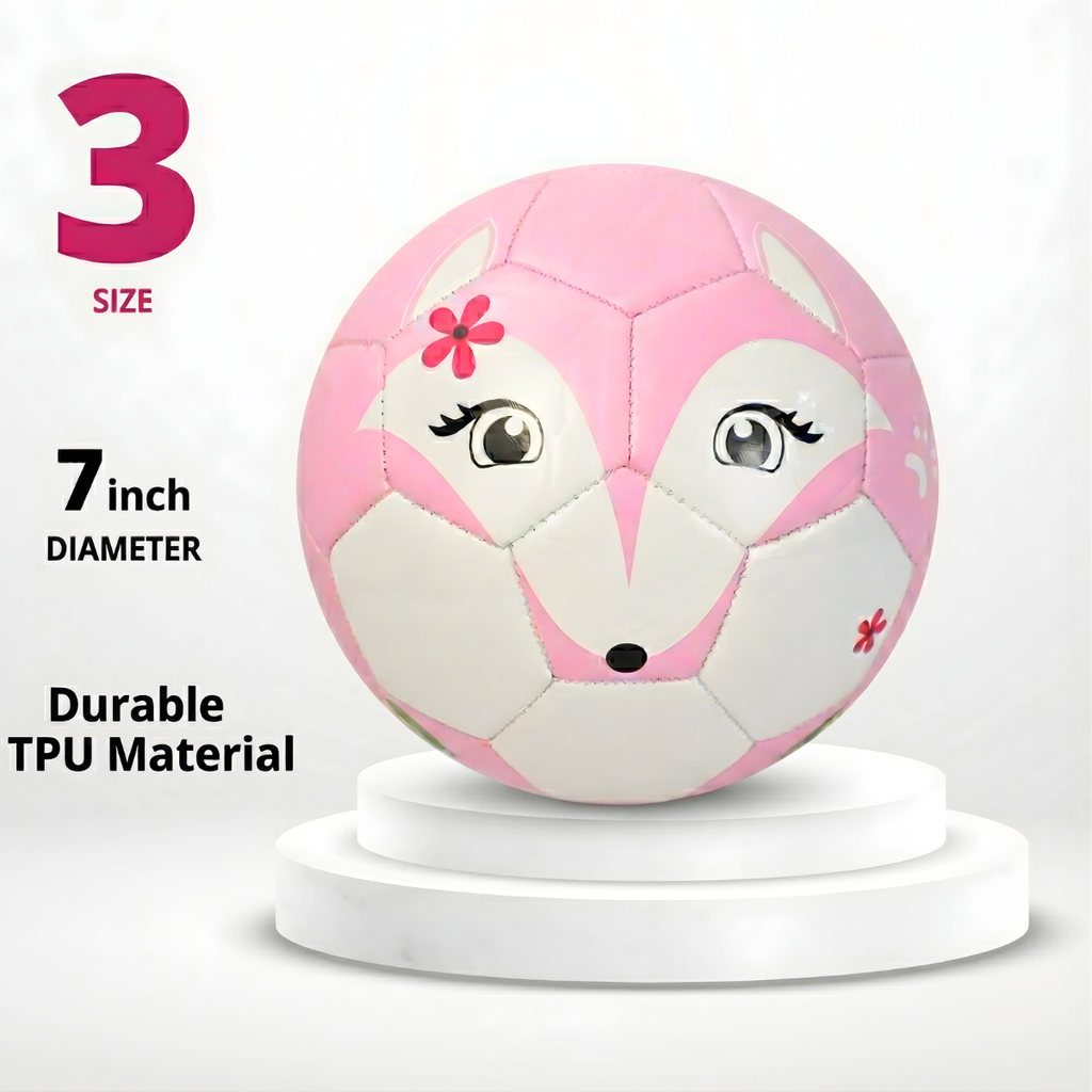 Thoughtful Fox Size 3 Kids Pink TPU Football- Fox Character Soft Touch Ball with 20+ Activities & Hand Pump